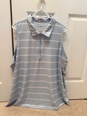 Active Zone Women’s Light Blue Striped Sleeveless Polo Top